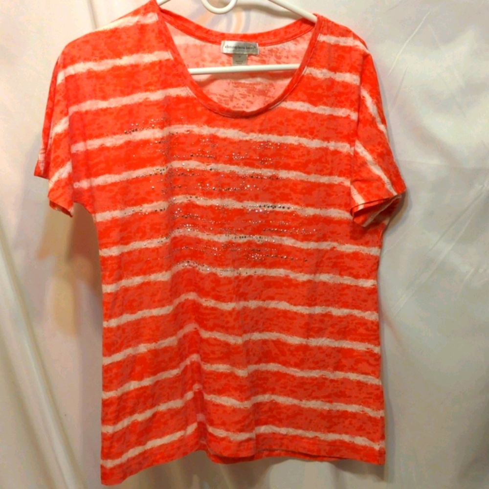 Christopher & Banks orange and white t-shirt